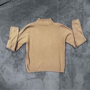 Croft & Barrow Women’s Cable Knit Mock Neck Sweater - Tan / Camel - Size Medium